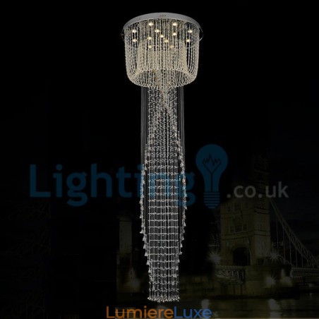 Lustre contemporain moderne à encastrer, luminaire suspendu en cristal avec goutte de pluie