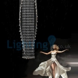 Lustre contemporain moderne à encastrer, luminaire suspendu en cristal avec goutte de pluie