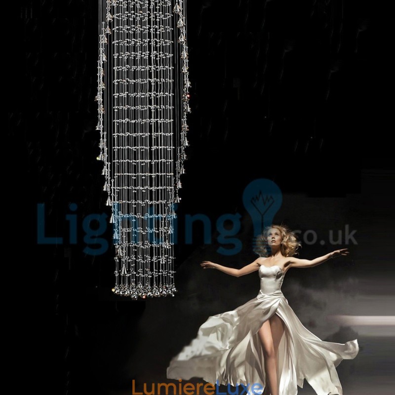 Lustre contemporain moderne à encastrer, luminaire suspendu en cristal avec goutte de pluie