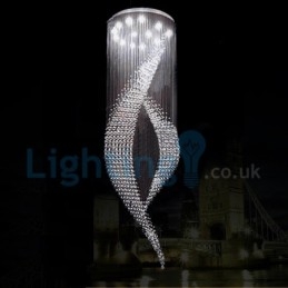 Lustre contemporain moderne à montage encastré, luminaire suspendu en cristal avec goutte de pluie