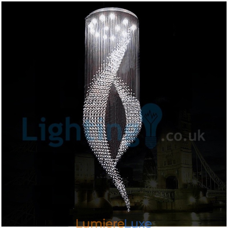 Lustre contemporain moderne à montage encastré, luminaire suspendu en cristal avec goutte de pluie