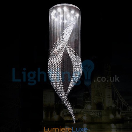 Lustre contemporain moderne à montage encastré, luminaire suspendu en cristal avec goutte de pluie Lustre contemporain moderne à montage encastré, luminaire suspendu en cristal avec goutte de pluie
