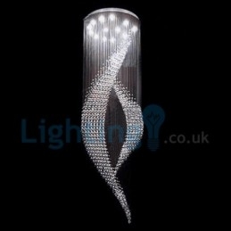 Lustre contemporain moderne à montage encastré, luminaire suspendu en cristal avec goutte de pluie