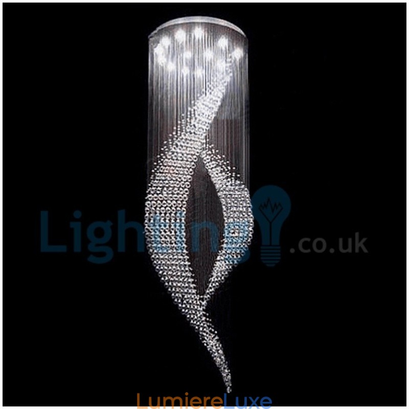 Lustre contemporain moderne à montage encastré, luminaire suspendu en cristal avec goutte de pluie