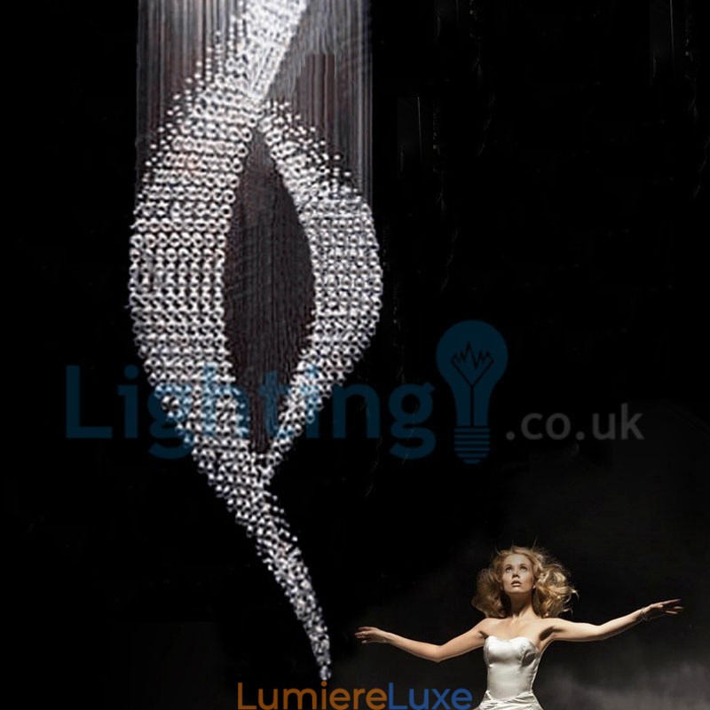 Lustre contemporain moderne à montage encastré, luminaire suspendu en cristal avec goutte de pluie