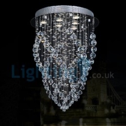 Lustre contemporain moderne à montage encastré, luminaire suspendu en cristal avec goutte de pluie