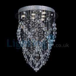 Lustre contemporain moderne à montage encastré, luminaire suspendu en cristal avec goutte de pluie
