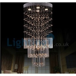 Lustre contemporain moderne à encastrer, luminaire suspendu en cristal avec goutte de pluie