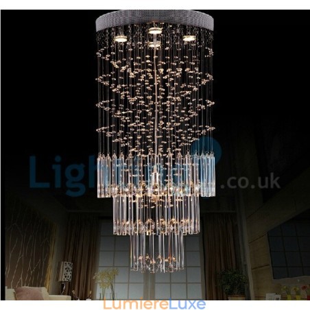 Lustre contemporain moderne à encastrer, luminaire suspendu en cristal avec goutte de pluie Lustre contemporain moderne à encastrer, luminaire suspendu en cristal avec goutte de pluie