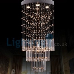 Lustre contemporain moderne à encastrer, luminaire suspendu en cristal avec goutte de pluie