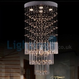 Lustre contemporain moderne à encastrer, luminaire suspendu en cristal avec goutte de pluie