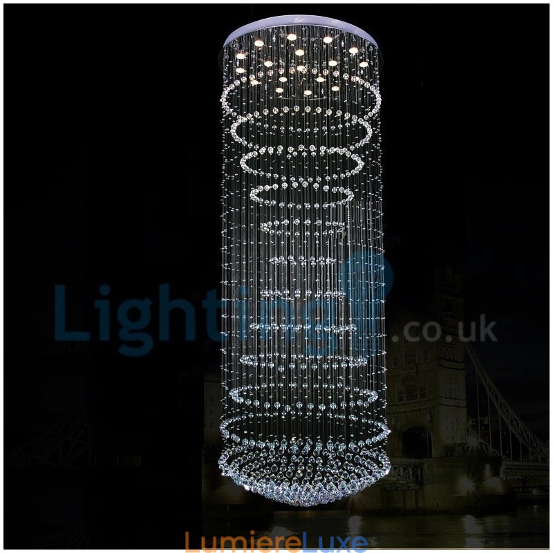 Lustre contemporain moderne à montage encastré, luminaire suspendu en cristal avec goutte de pluie