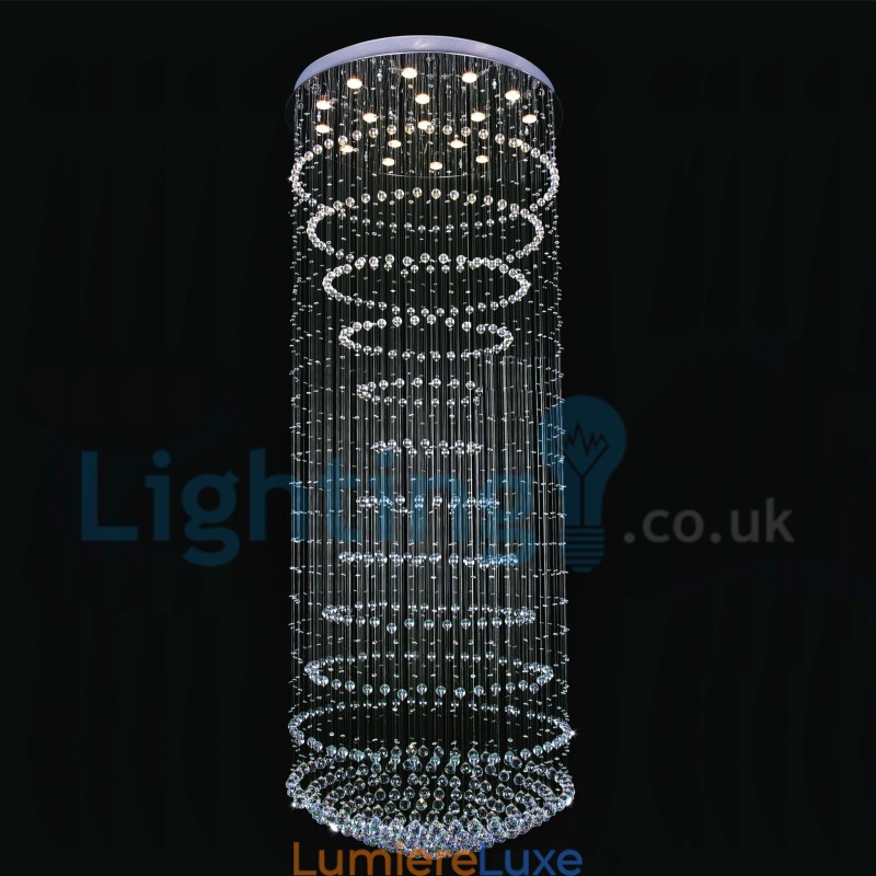 Lustre contemporain moderne à montage encastré, luminaire suspendu en cristal avec goutte de pluie