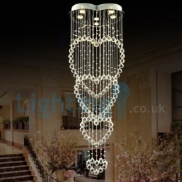 Lustre contemporain moderne à montage encastré, luminaire suspendu en cristal avec goutte de pluie