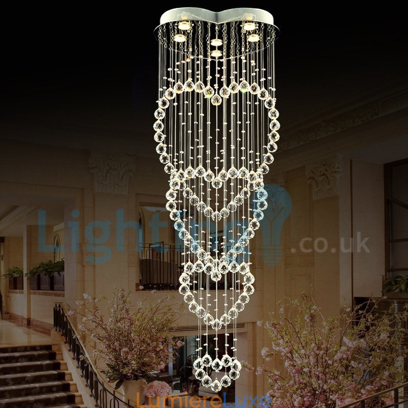 Lustre contemporain moderne à montage encastré, luminaire suspendu en cristal avec goutte de pluie