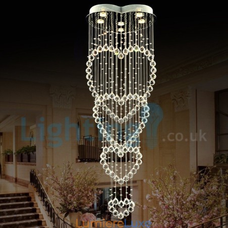 Lustre contemporain moderne à montage encastré, luminaire suspendu en cristal avec goutte de pluie Lustre contemporain moderne à montage encastré, luminaire suspendu en cristal avec goutte de pluie