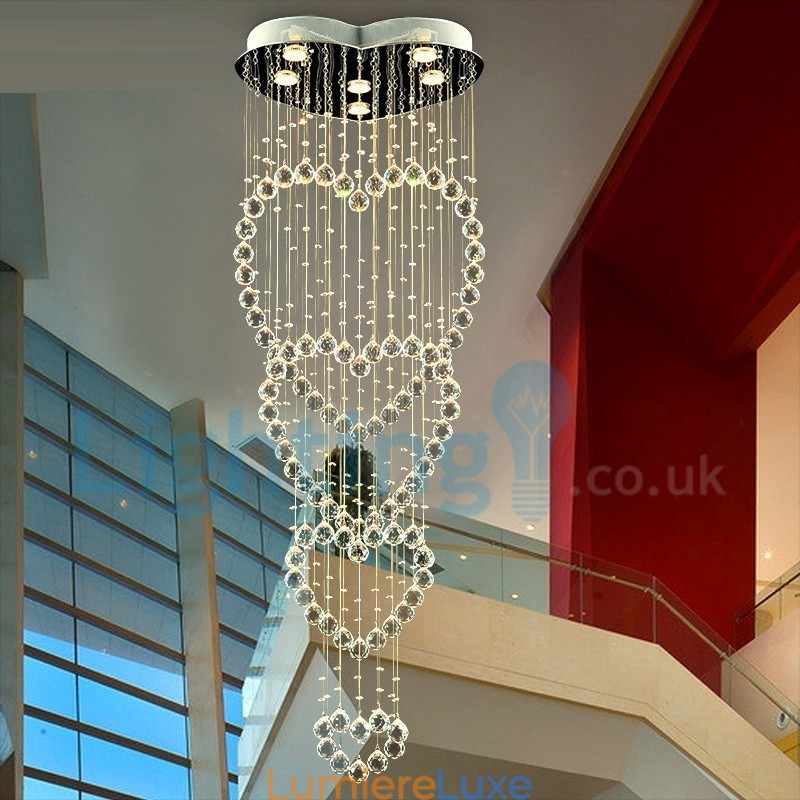 Lustre contemporain moderne à montage encastré, luminaire suspendu en cristal avec goutte de pluie