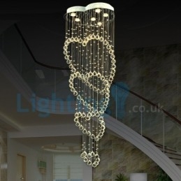Lustre contemporain moderne à montage encastré, luminaire suspendu en cristal avec goutte de pluie