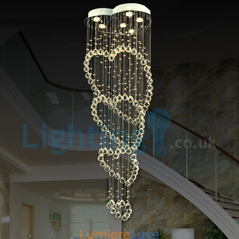 Lustre contemporain moderne à montage encastré, luminaire suspendu en cristal avec goutte de pluie
