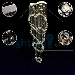 Lustre contemporain moderne à montage encastré, luminaire suspendu en cristal avec goutte de pluie