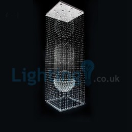 Lustre contemporain moderne à montage encastré, luminaire suspendu en cristal avec goutte de pluie