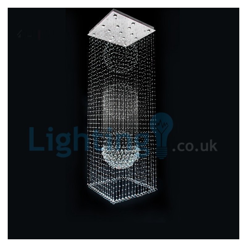 Lustre contemporain moderne à montage encastré, luminaire suspendu en cristal avec goutte de pluie