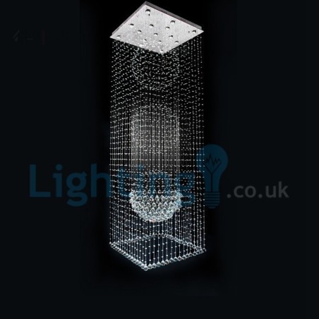 Lustre contemporain moderne à montage encastré, luminaire suspendu en cristal avec goutte de pluie Lustre contemporain moderne à montage encastré, luminaire suspendu en cristal avec goutte de pluie