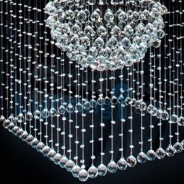 Lustre contemporain moderne à montage encastré, luminaire suspendu en cristal avec goutte de pluie
