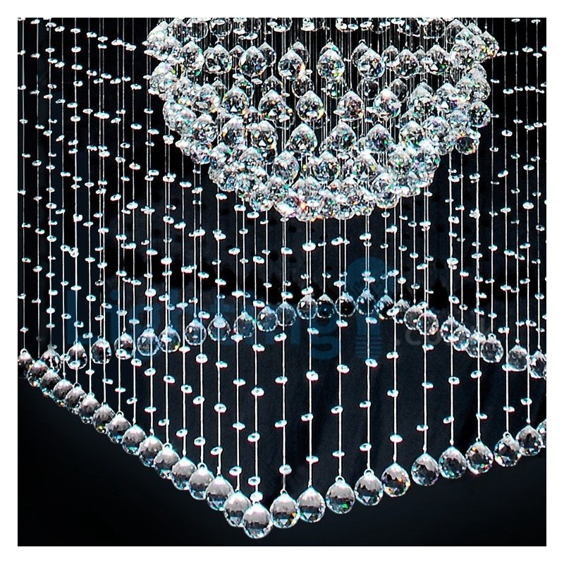 Lustre contemporain moderne à montage encastré, luminaire suspendu en cristal avec goutte de pluie
