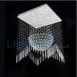 Lustre contemporain moderne à montage encastré, luminaire suspendu en cristal avec goutte de pluie