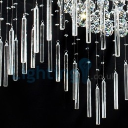 Lustre contemporain moderne à montage encastré, luminaire suspendu en cristal avec goutte de pluie