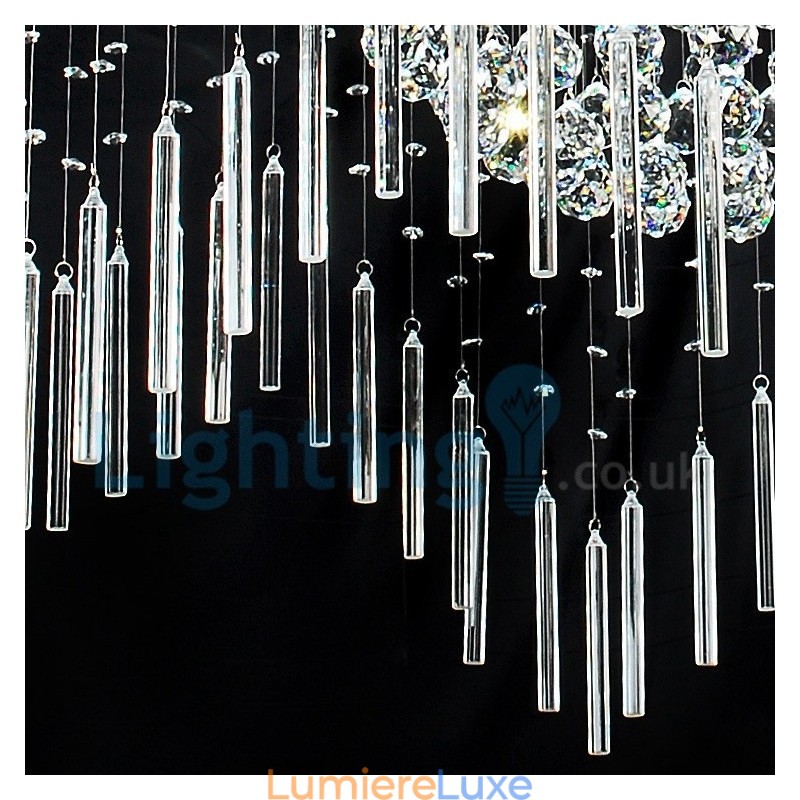 Lustre contemporain moderne à montage encastré, luminaire suspendu en cristal avec goutte de pluie