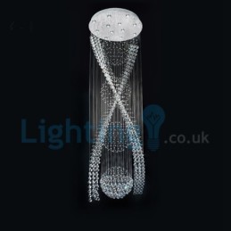 Lustre contemporain moderne à montage encastré, luminaire suspendu en cristal avec goutte de pluie