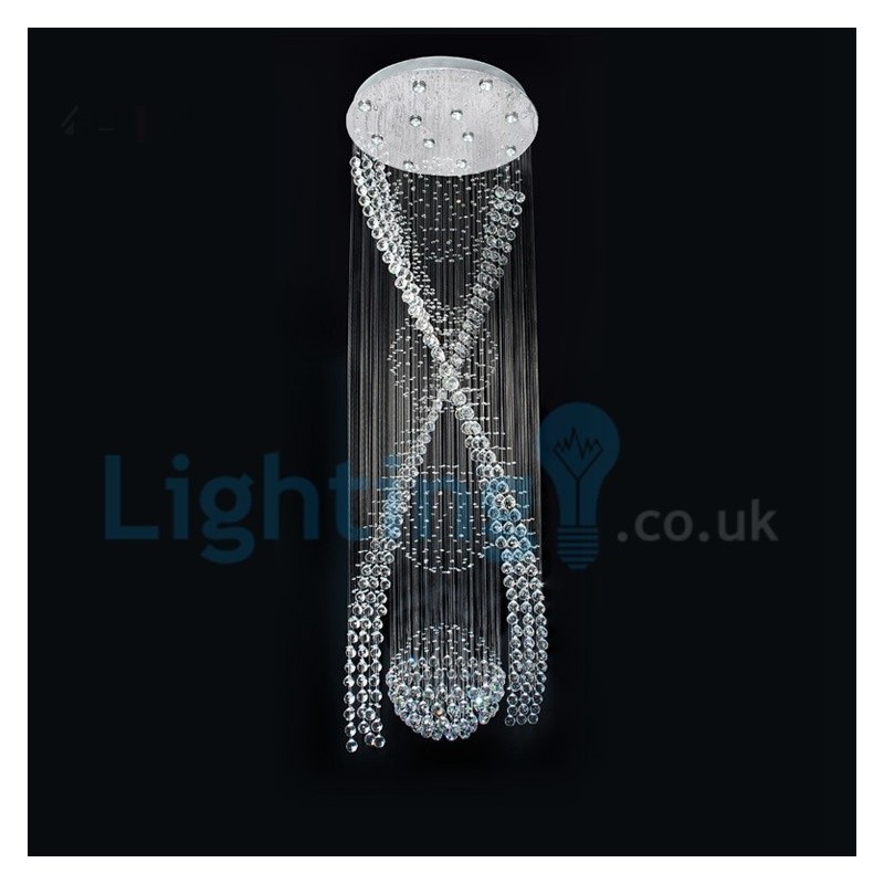 Lustre contemporain moderne à montage encastré, luminaire suspendu en cristal avec goutte de pluie