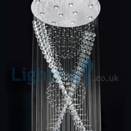 Lustre contemporain moderne à montage encastré, luminaire suspendu en cristal avec goutte de pluie
