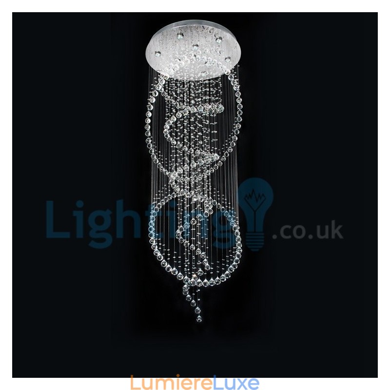 Lustre contemporain moderne à montage encastré, luminaire suspendu en cristal avec goutte de pluie