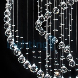 Lustre contemporain moderne à montage encastré, luminaire suspendu en cristal avec goutte de pluie