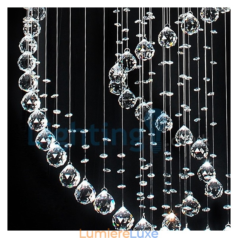 Lustre contemporain moderne à montage encastré, luminaire suspendu en cristal avec goutte de pluie