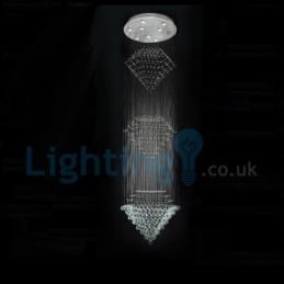 Lustre contemporain moderne à montage encastré, luminaire suspendu en cristal avec goutte de pluie