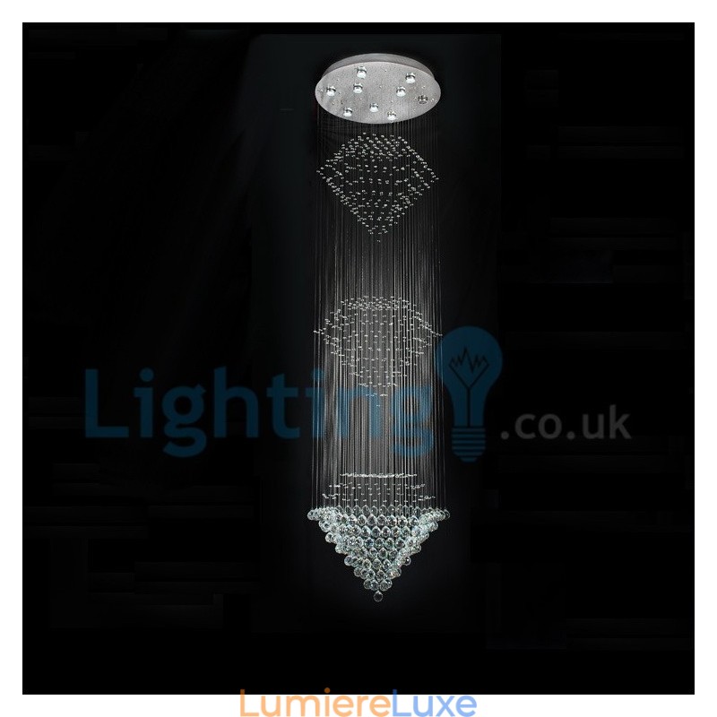 Lustre contemporain moderne à montage encastré, luminaire suspendu en cristal avec goutte de pluie