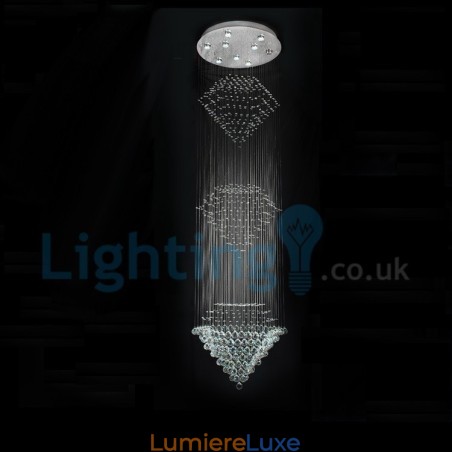 Lustre contemporain moderne à montage encastré, luminaire suspendu en cristal avec goutte de pluie Lustre contemporain moderne à montage encastré, luminaire suspendu en cristal avec goutte de pluie