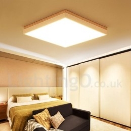 Plafonnier carré ultra fin en bois massif, simple et moderne