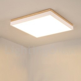 Plafonnier carré ultra fin en bois massif, simple et moderne