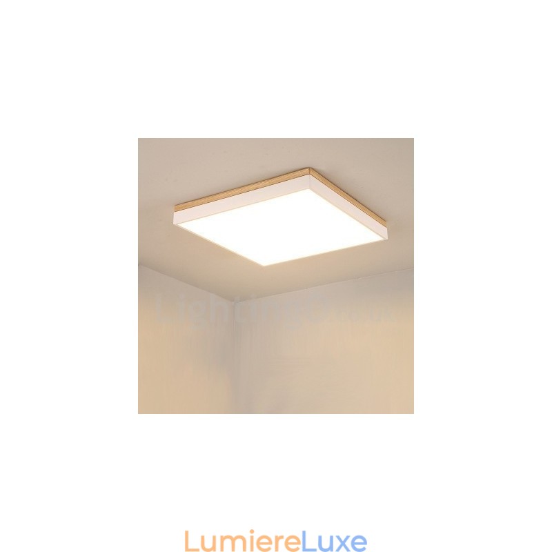 Plafonnier carré ultra fin en bois massif, simple et moderne