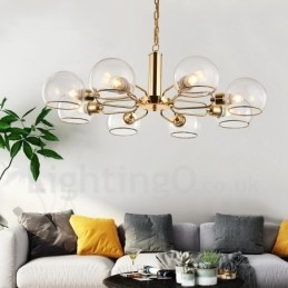 Lustre créatif postmoderne nordique à 8 lumières en verre Magic Bean