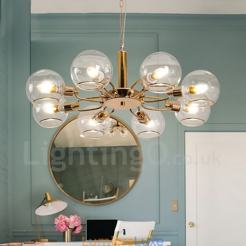 Lustre créatif postmoderne nordique à 8 lumières en verre Magic Bean