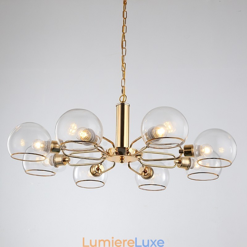 Lustre créatif postmoderne nordique à 8 lumières en verre Magic Bean