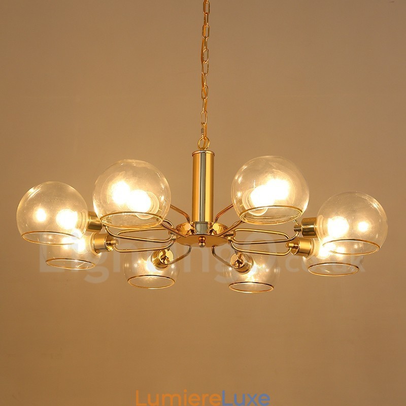 Lustre créatif postmoderne nordique à 8 lumières en verre Magic Bean