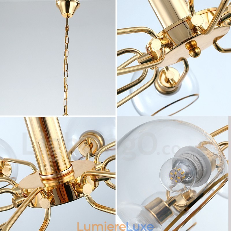 Lustre créatif postmoderne nordique à 8 lumières en verre Magic Bean