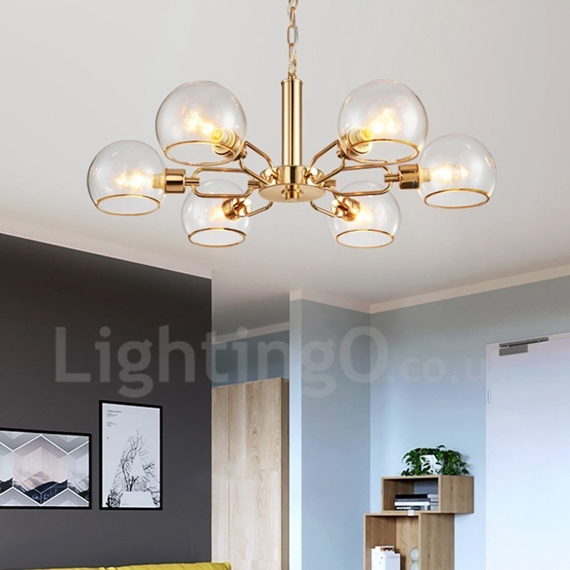 Lustre créatif postmoderne nordique à 6 lumières en verre Magic Bean